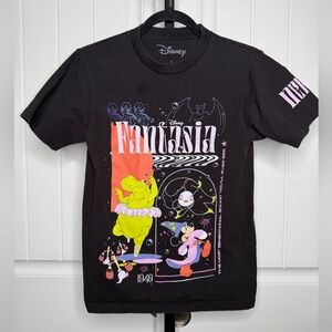 Disney Unisex Fantasia Black Colorful Cotton T-Shirt